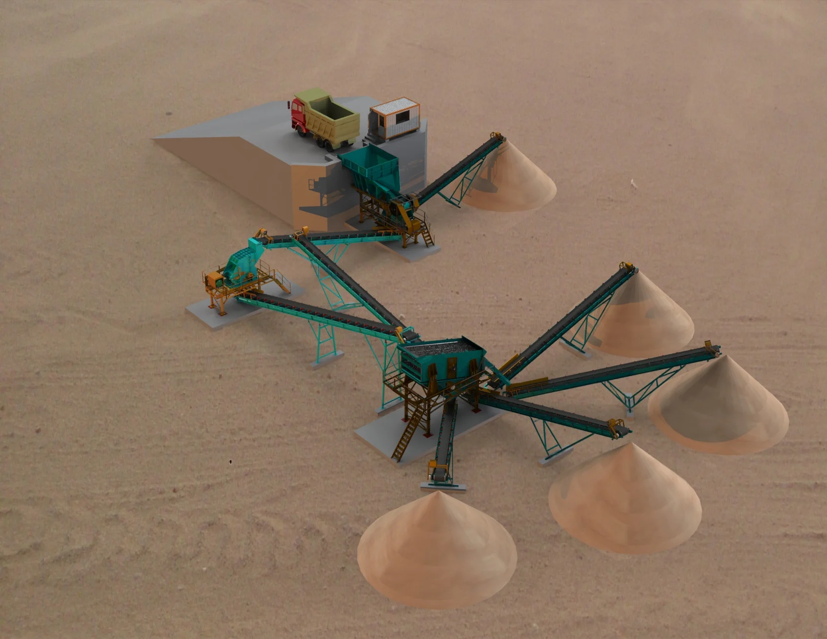 100 - 150 Ton / Saat Sabit Kırma Ve Eleme Tesisi