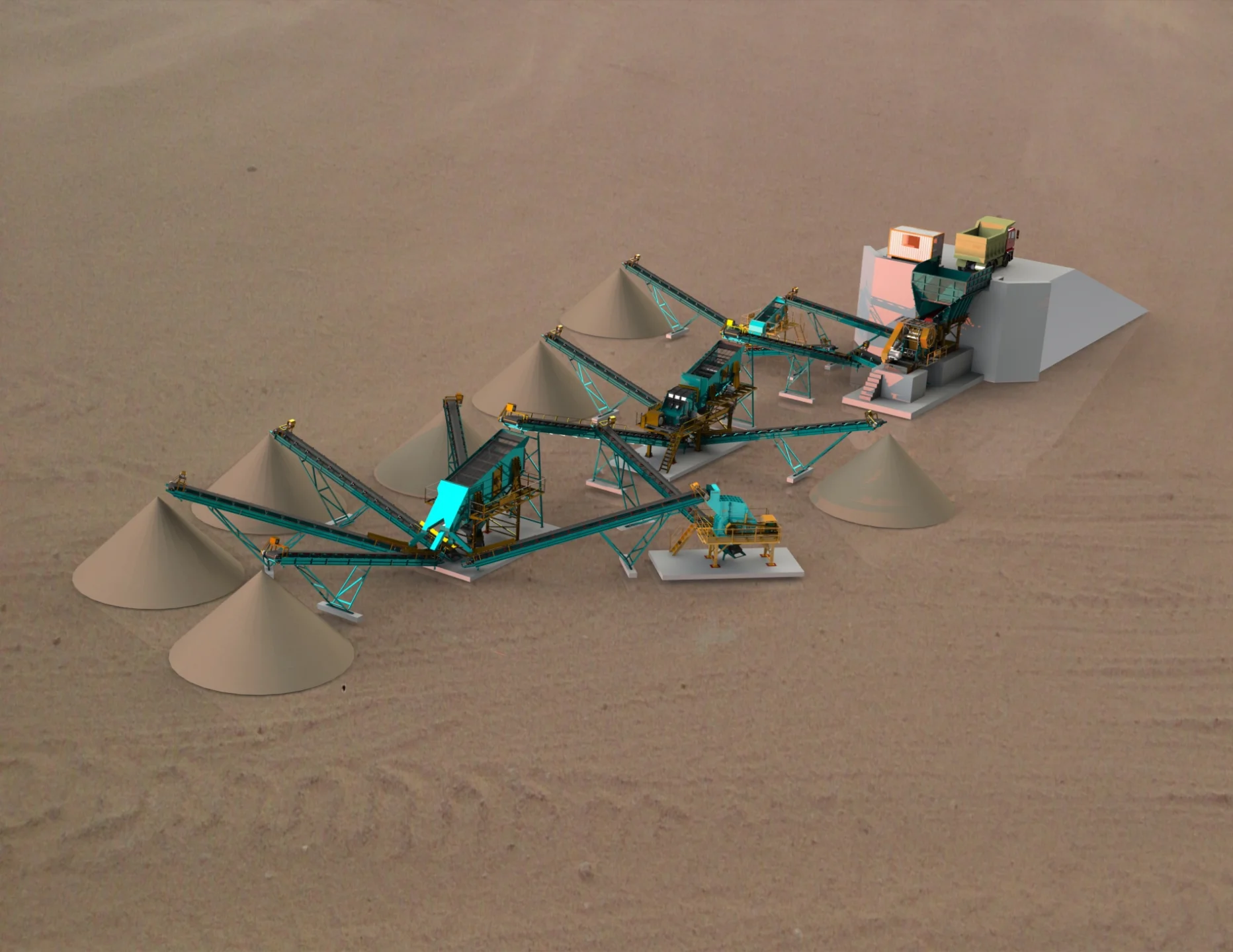 250 - 300 Ton / Saat Sabit Kırma Ve Eleme Tesisi